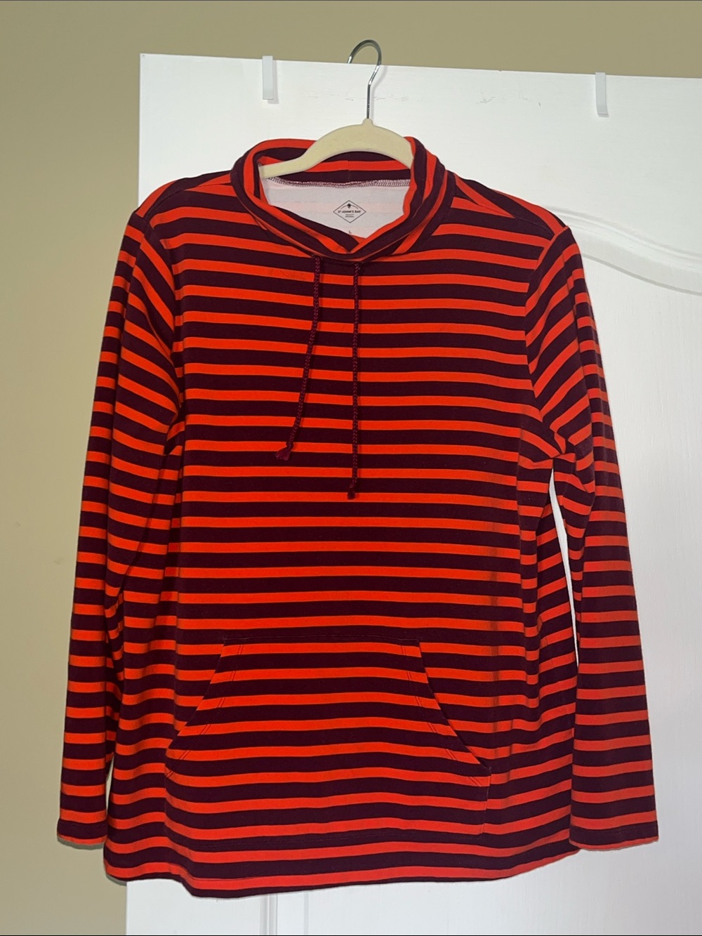 St. John's Bay Red and Black Striped Long-Sleeve Hoodie Top